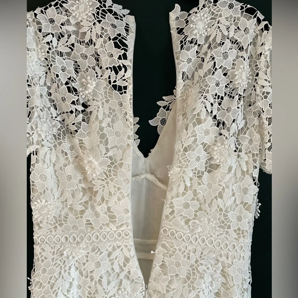 Shoshanna White Floral Lace Fit & Flare Dress Size 4 Romantic Wedding - Picture 11 of 12